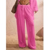 image:imageRoseSeek Womens Swimsuit Cover Up Drawstring Waist Wide Leg Loose Pants Beach Vacation ClothesHot Pink