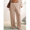 image:imageRoseSeek Womens Swimsuit Cover Up Drawstring Waist Wide Leg Loose Pants Beach Vacation ClothesKhaki
