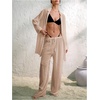 image:imageRoseSeek Womens Swimsuit Cover Up Drawstring Waist Wide Leg Loose Pants Beach Vacation ClothesKhaki