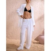 image:imageRoseSeek Womens Swimsuit Cover Up Drawstring Waist Wide Leg Loose Pants Beach Vacation ClothesWhite