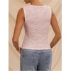 image:imageRoseSeek Womens Textured Cropped Tank Tops Boat Neck Sleeveless Elegant Slim Fit Top Summer Going Out TopsPink