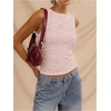 image:imageRoseSeek Womens Textured Cropped Tank Tops Boat Neck Sleeveless Elegant Slim Fit Top Summer Going Out TopsPink