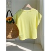 image:imageRoseSeek Womens Textured Tops Crew Neck Short Sleeve T Shirts Casual Summer TopsYellow