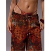 image:imageRoseSeek Womens Tie Dye Beach Cover Up Pants Drawstring Waist Wide Leg See Through Beach Pants SwimwearBurnt Orange