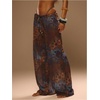image:imageRoseSeek Womens Tie Dye Beach Cover Up Pants Drawstring Waist Wide Leg See Through Beach Pants SwimwearMulticolor