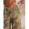 image:imageRoseSeek Womens Tie Dye Beach Cover Up Pants Drawstring Waist Wide Leg See Through Beach Pants SwimwearMulticolor Green
