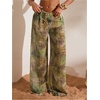 image:imageRoseSeek Womens Tie Dye Beach Cover Up Pants Drawstring Waist Wide Leg See Through Beach Pants SwimwearMulticolor Green