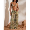image:imageRoseSeek Womens Tie Dye Beach Cover Up Pants Drawstring Waist Wide Leg See Through Beach Pants SwimwearMulticolor Green