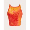 image:imageRoseSeek Womens Tie Dye Crop Camisole Tops Fitted Sleeveless Tank Top Summer ClothesOrange