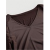 image:imageRoseSeek Womens Tie Front V Neck Sheer Mesh Tops Long Flounce Sleeve Asymmetrical Hem T ShirtBrown