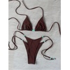 image:imageRoseSeek Womens Triangle String Bikini Set Beaded Halter Swimsuits 2 Piece Self Tie Brazilian Bathing SuitKhaki