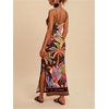 image:imageRoseSeek Womens Tropical Graphic V Neck Midi Dresses Sleeveless Split Beach Vacation Cami DressBlack