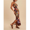 image:imageRoseSeek Womens Tropical Graphic V Neck Midi Dresses Sleeveless Split Beach Vacation Cami DressBlack