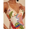 image:imageRoseSeek Womens Tropical Graphic V Neck Midi Dresses Sleeveless Split Beach Vacation Cami DressMulticolor Beige