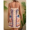 image:imageRoseSeek Womens Tropical Print Cami Dress Sleeveless Wrap V Neck Tie Knot Boho Short DressesApricot