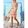 image:imageRoseSeek Womens Tropical Print Cami Dress Sleeveless Wrap V Neck Tie Knot Boho Short DressesApricot White