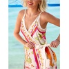 image:imageRoseSeek Womens Tropical Print Cami Dress Sleeveless Wrap V Neck Tie Knot Boho Short DressesApricot White