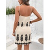 image:imageRoseSeek Womens Tropical Print Cami Dress Sleeveless Wrap V Neck Tie Knot Boho Short DressesApricot and Black