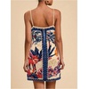 image:imageRoseSeek Womens Tropical Print Cami Dress Sleeveless Wrap V Neck Tie Knot Boho Short DressesApricot and Blue