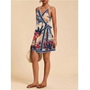 image:imageRoseSeek Womens Tropical Print Cami Dress Sleeveless Wrap V Neck Tie Knot Boho Short DressesApricot and Blue