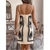 image:imageRoseSeek Womens Tropical Print Cami Dress Sleeveless Wrap V Neck Tie Knot Boho Short DressesBeige and Black