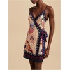 image:imageRoseSeek Womens Tropical Print Cami Dress Sleeveless Wrap V Neck Tie Knot Boho Short DressesBeige and Blue