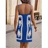 image:imageRoseSeek Womens Tropical Print Cami Dress Sleeveless Wrap V Neck Tie Knot Boho Short DressesBlue and Beige