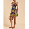 image:imageRoseSeek Womens Tropical Print Cami Dress Sleeveless Wrap V Neck Tie Knot Boho Short DressesBlue and Green