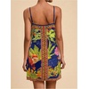 image:imageRoseSeek Womens Tropical Print Cami Dress Sleeveless Wrap V Neck Tie Knot Boho Short DressesBlue and Green