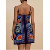 image:imageRoseSeek Womens Tropical Print Cami Dress Sleeveless Wrap V Neck Tie Knot Boho Short DressesFloral Blue