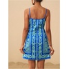 image:imageRoseSeek Womens Tropical Print Cami Dress Sleeveless Wrap V Neck Tie Knot Boho Short DressesFloral Blue Green