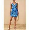 image:imageRoseSeek Womens Tropical Print Cami Dress Sleeveless Wrap V Neck Tie Knot Boho Short DressesFloral Blue Green