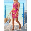 image:imageRoseSeek Womens Tropical Print Cami Dress Sleeveless Wrap V Neck Tie Knot Boho Short DressesHot Pink