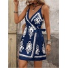 image:imageRoseSeek Womens Tropical Print Cami Dress Sleeveless Wrap V Neck Tie Knot Boho Short DressesMulti Blue