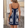 image:imageRoseSeek Womens Tropical Print Cami Dress Sleeveless Wrap V Neck Tie Knot Boho Short DressesMulti Blue