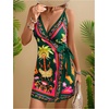 image:imageRoseSeek Womens Tropical Print Cami Dress Sleeveless Wrap V Neck Tie Knot Boho Short DressesMulticolor