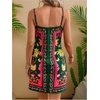 image:imageRoseSeek Womens Tropical Print Cami Dress Sleeveless Wrap V Neck Tie Knot Boho Short DressesMulticolor