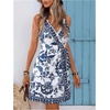 image:imageRoseSeek Womens Tropical Print Cami Dress Sleeveless Wrap V Neck Tie Knot Boho Short DressesMulticolor Blue
