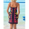 image:imageRoseSeek Womens Tropical Print Cami Dress Sleeveless Wrap V Neck Tie Knot Boho Short DressesMulticolor Mix
