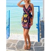 image:imageRoseSeek Womens Tropical Print Cami Dress Sleeveless Wrap V Neck Tie Knot Boho Short DressesMulticolor Mix