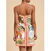 image:imageRoseSeek Womens Tropical Print Cami Dress Sleeveless Wrap V Neck Tie Knot Boho Short DressesMulticolor Orange
