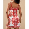 image:imageRoseSeek Womens Tropical Print Cami Dress Sleeveless Wrap V Neck Tie Knot Boho Short DressesRed