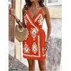 image:imageRoseSeek Womens Tropical Print Cami Dress Sleeveless Wrap V Neck Tie Knot Boho Short DressesRed and White