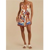 image:imageRoseSeek Womens Tropical Print Cami Dress Sleeveless Wrap V Neck Tie Knot Boho Short DressesWhite and Brown