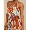image:imageRoseSeek Womens Tropical Print Cami Dress Sleeveless Wrap V Neck Tie Knot Boho Short DressesWhite and Brown