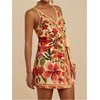 image:imageRoseSeek Womens Tropical Print Cami Dress Sleeveless Wrap V Neck Tie Knot Boho Short DressesYellow
