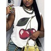image:imageRoseSeek Womens Vintage Graphic Car Print Summer Tank Top  Crewneck Sleeveless Tops StreetwearBig Cherry White