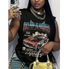 image:imageRoseSeek Womens Vintage Graphic Car Print Summer Tank Top  Crewneck Sleeveless Tops StreetwearBlue Letter Black