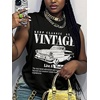 image:imageRoseSeek Womens Vintage Graphic Car Print Summer Tank Top  Crewneck Sleeveless Tops StreetwearSoft Black
