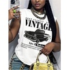 image:imageRoseSeek Womens Vintage Graphic Car Print Summer Tank Top  Crewneck Sleeveless Tops StreetwearWhite